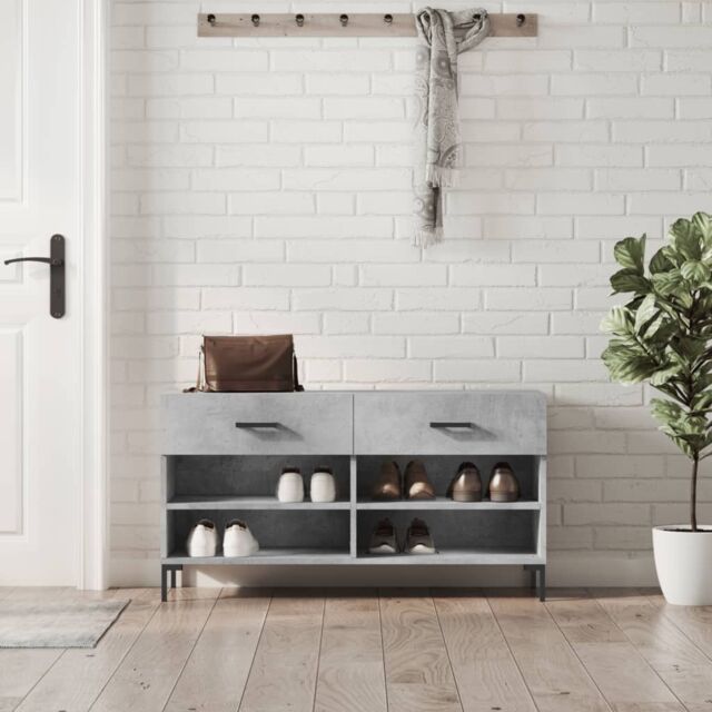 Berkfield Home Shoe Bench Concrete Grey 102x35x55 cm Engineered Wood - Size: 102 x 35 x 55 cm - image 1