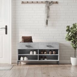 Berkfield Home Shoe Bench Concrete Grey 102x35x55 cm Engineered Wood - Size: 102 x 35 x 55 cm
