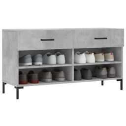 Berkfield Home Shoe Bench Concrete Grey 102x35x55 cm Engineered Wood - Size: 102 x 35 x 55 cm - thumbnail 3