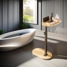 Pirlo Plush Bamboo Adjustable Side Tray Table Living Room Furniture in Natural - thumbnail 5