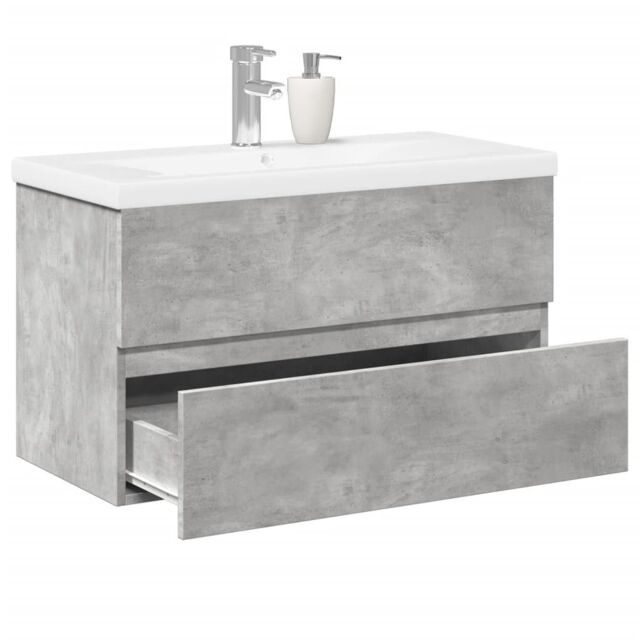 Berkfield Home 2 Piece Bathroom Furniture Set Concrete Grey Engineered Wood - image 1