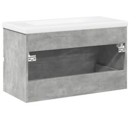 Berkfield Home 2 Piece Bathroom Furniture Set Concrete Grey Engineered Wood - thumbnail 6