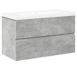 Berkfield Home 2 Piece Bathroom Furniture Set Concrete Grey Engineered Wood - thumbnail 2