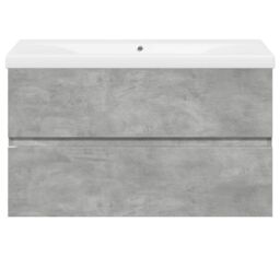 Berkfield Home 2 Piece Bathroom Furniture Set Concrete Grey Engineered Wood - thumbnail 4