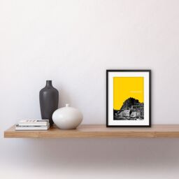 "Artery8 Wall Art Print Grassmarket Edinburgh Scotland Scottish Landmark Yellow Framed Art in Black - Size: W7"" x H9""" - thumbnail 2