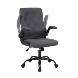 FURNITURE ONE Ergonomic Computer Desk Chair with Flip-Up Armrest, 90-105 Degrees Reclining & 360 Swivel in Grey - Size: 1 Pack - thumbnail 1