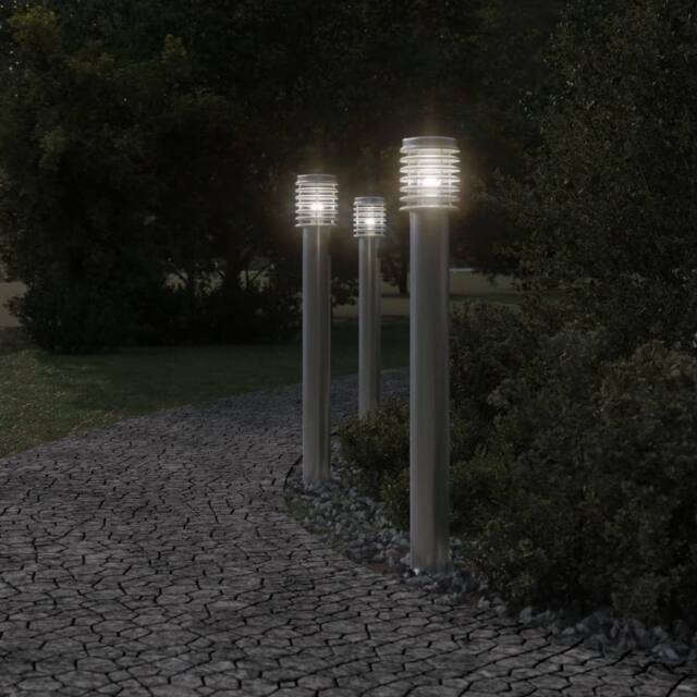 Berkfield Home Outdoor Floor Lamp Silver 110cm Stainless Steel - image 1