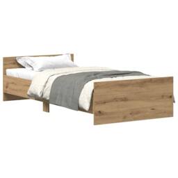 Berkfield Home Durable Bed Frame without Mattress Artisan Oak 75x190 cm Engineer in Brown - thumbnail 3