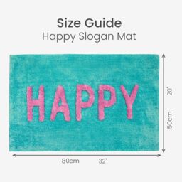 Mooky Mats Happy Slogan Bath Mat Non Slip - Colourful Bathroom Rug in Turquoise - thumbnail 5