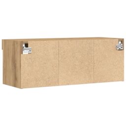 Berkfield Home TV Wall Cabinet with LED Lights Artisan Oak 80x30x30 cm in Brown - Size: 80 x 30 x 30 cm - thumbnail 9