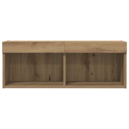 Berkfield Home TV Wall Cabinet with LED Lights Artisan Oak 80x30x30 cm in Brown - Size: 80 x 30 x 30 cm - thumbnail 7