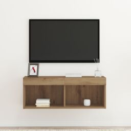Berkfield Home TV Wall Cabinet with LED Lights Artisan Oak 80x30x30 cm in Brown - Size: 80 x 30 x 30 cm - thumbnail 5