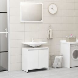Berkfield Home Bathroom Furniture Set High Gloss White Engineered Wood - thumbnail 1