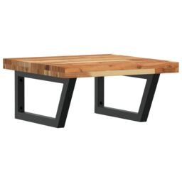 Berkfield Home Basin Shelf Wall Mounted Steel & Solid Wood Acacia in Brown - thumbnail 2