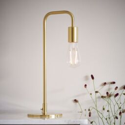 Loops Modern Hangman Table Lamp Brass Industrial Metal Arm Bedside Desk Light Base in Metallics - thumbnail 5