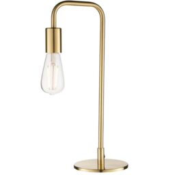 Loops Modern Hangman Table Lamp Brass Industrial Metal Arm Bedside Desk Light Base in Metallics - thumbnail 1