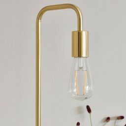 Loops Modern Hangman Table Lamp Brass Industrial Metal Arm Bedside Desk Light Base in Metallics - thumbnail 3