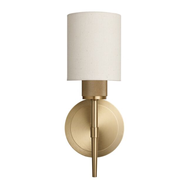 Industville Knurled Cylinder Torch Wall Light - Light Natural Cotton - Brass in Metallic Gold - Size: Small - image 1