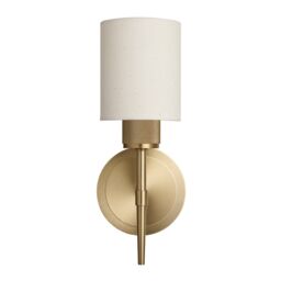 Industville Knurled Cylinder Torch Wall Light - Light Natural Cotton - Brass in Metallic Gold - Size: Small