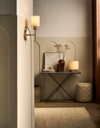 Industville Knurled Cylinder Torch Wall Light - Light Natural Cotton - Brass in Metallic Gold - Size: Small - thumbnail 3