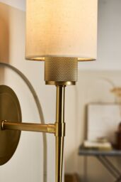 Industville Knurled Cylinder Torch Wall Light - Light Natural Cotton - Brass in Metallic Gold - Size: Small - thumbnail 4