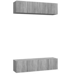 Berkfield Home Wall TV Cabinets 4 pcs Grey Sonoma 60x30x30 cm Engineered Wood - Size: 60 x 30 x 30 cm - thumbnail 3