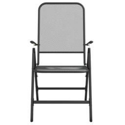 Berkfield Home Beautiful 9 Piece Garden Dining Set Anthracite Metal Mesh in Black - thumbnail 5