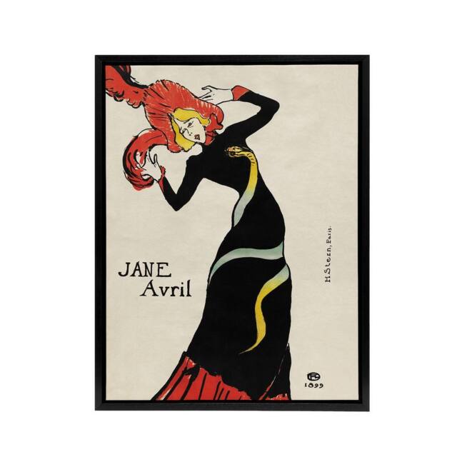 "Artery8 Jane Avril Snake Dress Portrait Framed Canvas Wall Art Print Lautrec - Size: W18"" x H24""" - image 1
