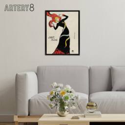 "Artery8 Jane Avril Snake Dress Portrait Framed Canvas Wall Art Print Lautrec - Size: W18"" x H24""" - thumbnail 3