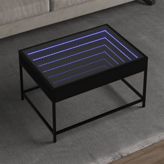 Berkfield Home Coffee Table with Infinity LED Black 70x50x41 cm - Size: 70 x 50 x 41 cm - image 1