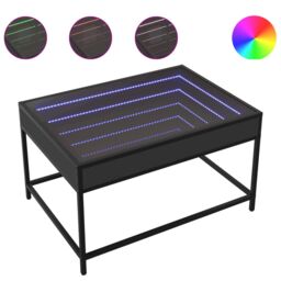 Berkfield Home Coffee Table with Infinity LED Black 70x50x41 cm - Size: 70 x 50 x 41 cm - thumbnail 2
