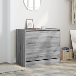 Berkfield Home Shoe Cabinet Grey Sonoma 80x42x69 cm Engineered Wood - Size: 80 x 42 x 69 cm - thumbnail 3