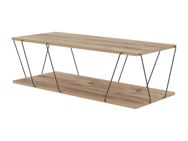Vente-unique 1-Shelf Coffee Table - Colour: Natural & Black - DELORY in Light Oak - image 1