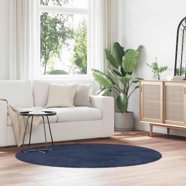 Berkfield Home Shaggy Rug High Pile NAVARRA Navy 160x160 cm Polyester in Blue - Size: Medium - image 1