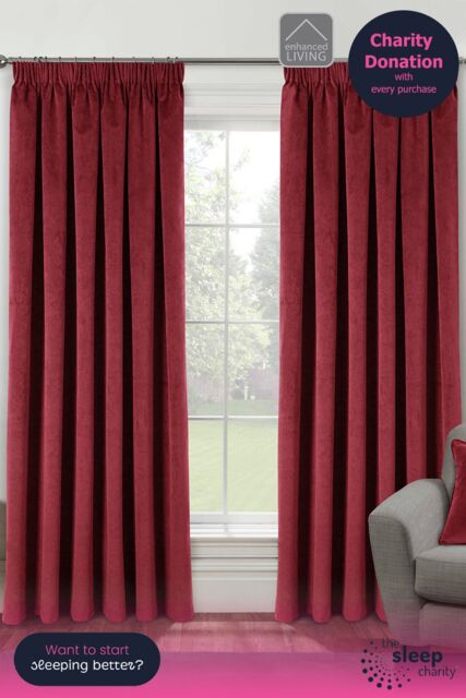 Enhanced Living Velvet, Supersoft, 100% Blackout, Thermal Pair of Curtains with Tape Top in Red - Size: 117 cm width x 137 cm drop - image 1