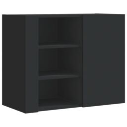 Berkfield Home Wall Cabinet Black 75x35x60 cm Engineered Wood - Size: 75 x 35 x 60 cm - thumbnail 2
