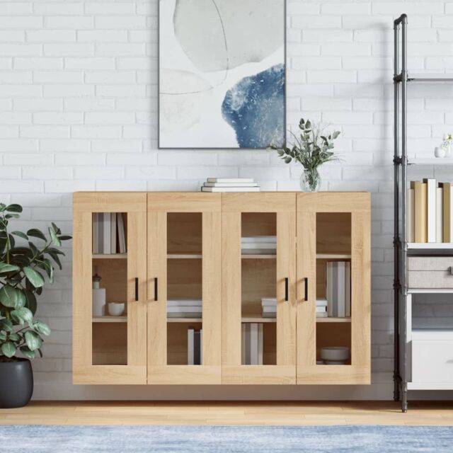 Berkfield Home Wall Mounted Cabinets 2 pcs Sonoma Oak Engineered Wood in Brown - image 1