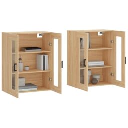 Berkfield Home Wall Mounted Cabinets 2 pcs Sonoma Oak Engineered Wood in Brown - thumbnail 3