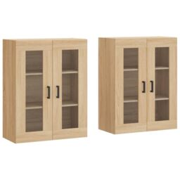 Berkfield Home Wall Mounted Cabinets 2 pcs Sonoma Oak Engineered Wood in Brown - thumbnail 2