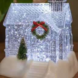Samuel Alexander 23cm Battery Operated Light up Christmas Church with Swirling Glitter & LEDs - thumbnail 5