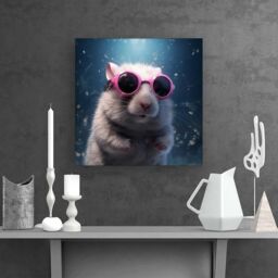 "Warren Reed - Designer Splashart DoorMouse with Pink Glasses Canvas - Size: W16"" x H16""" - thumbnail 2