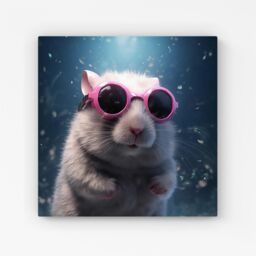 "Warren Reed - Designer Splashart DoorMouse with Pink Glasses Canvas - Size: W16"" x H16""" - thumbnail 1