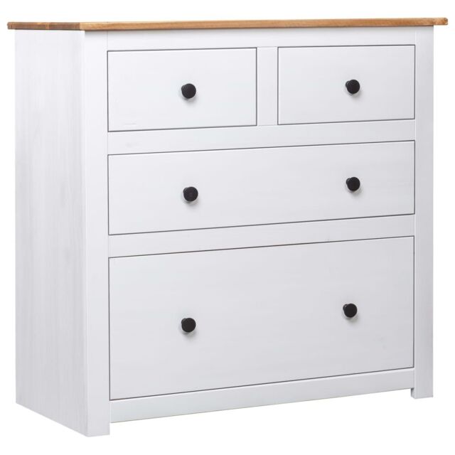 Berkfield Home Sideboard White 80x40x83 cm Pinewood Panama Range - Size: 80 x 40 x 83 cm - image 1