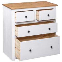 Berkfield Home Sideboard White 80x40x83 cm Pinewood Panama Range - Size: 80 x 40 x 83 cm - thumbnail 5