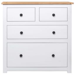 Berkfield Home Sideboard White 80x40x83 cm Pinewood Panama Range - Size: 80 x 40 x 83 cm - thumbnail 3