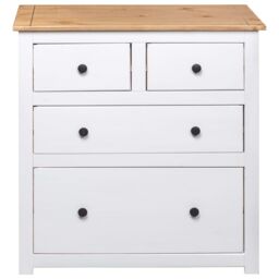 Berkfield Home Sideboard White 80x40x83 cm Pinewood Panama Range - Size: 80 x 40 x 83 cm - thumbnail 6