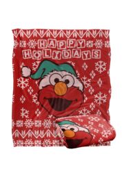 Sesame Street Elmo Ugly Christmas Sweater Silky Touch Super Soft Throw Blanket 152 X 127 cm in White - thumbnail 2