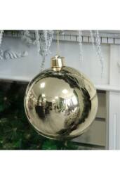 KDMD Champagne Shiny Shatterproof Bauble x1 25cm in Gold - thumbnail 3