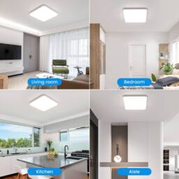 Goeco LED Ceiling Light 25cm 32W 4500K Square IP54 Waterproof for Bathroom in White - thumbnail 7