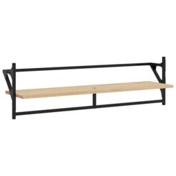 Berkfield Home 6 Piece Wall Shelf Set with Bars Sonoma Oak Engineered Wood in Brown - thumbnail 5
